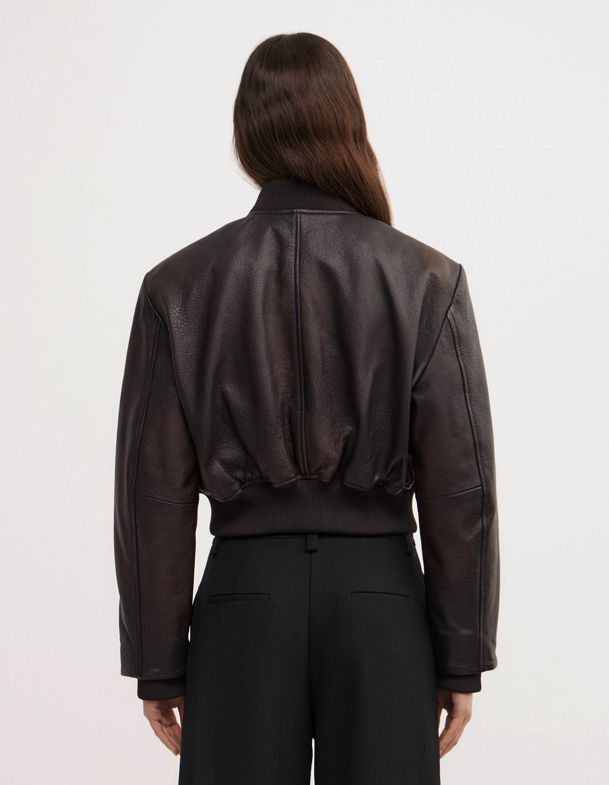 Crop Burnished Bomber Jacket