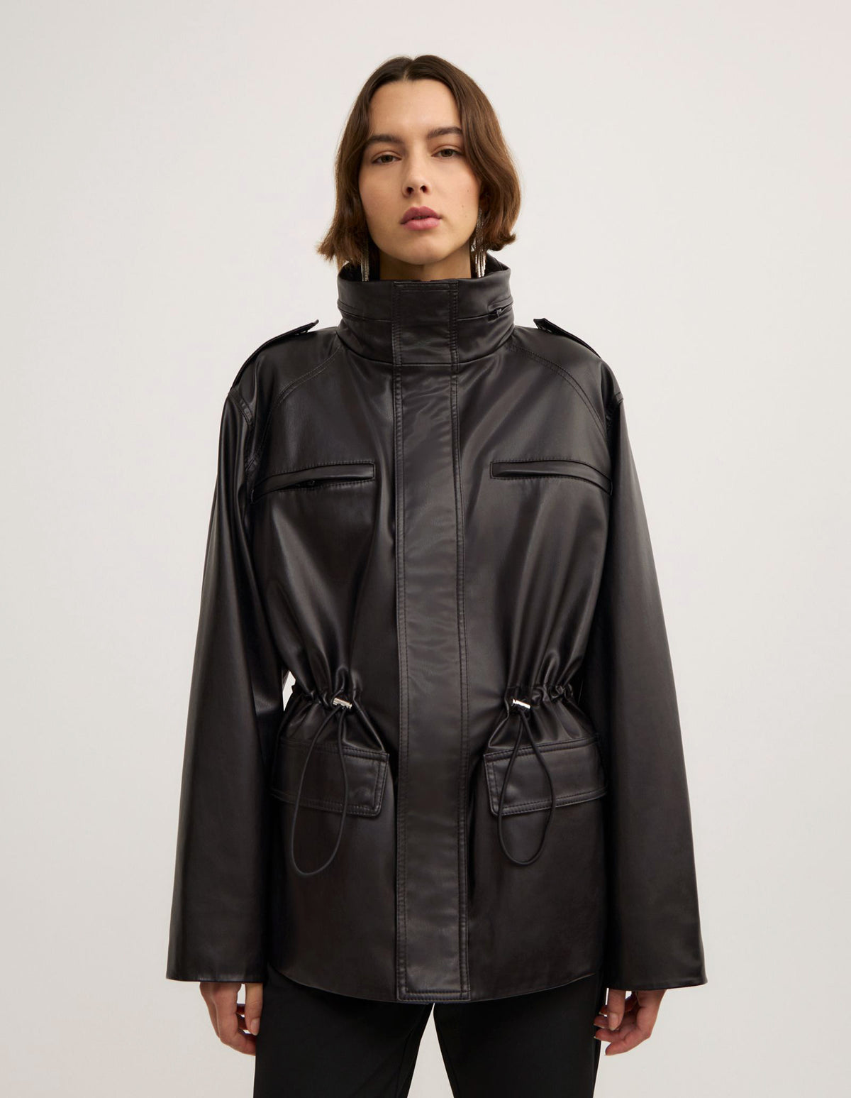 Drawcord Funnel Neck Jacket