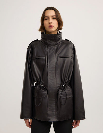 Drawcord Funnel Neck Jacket