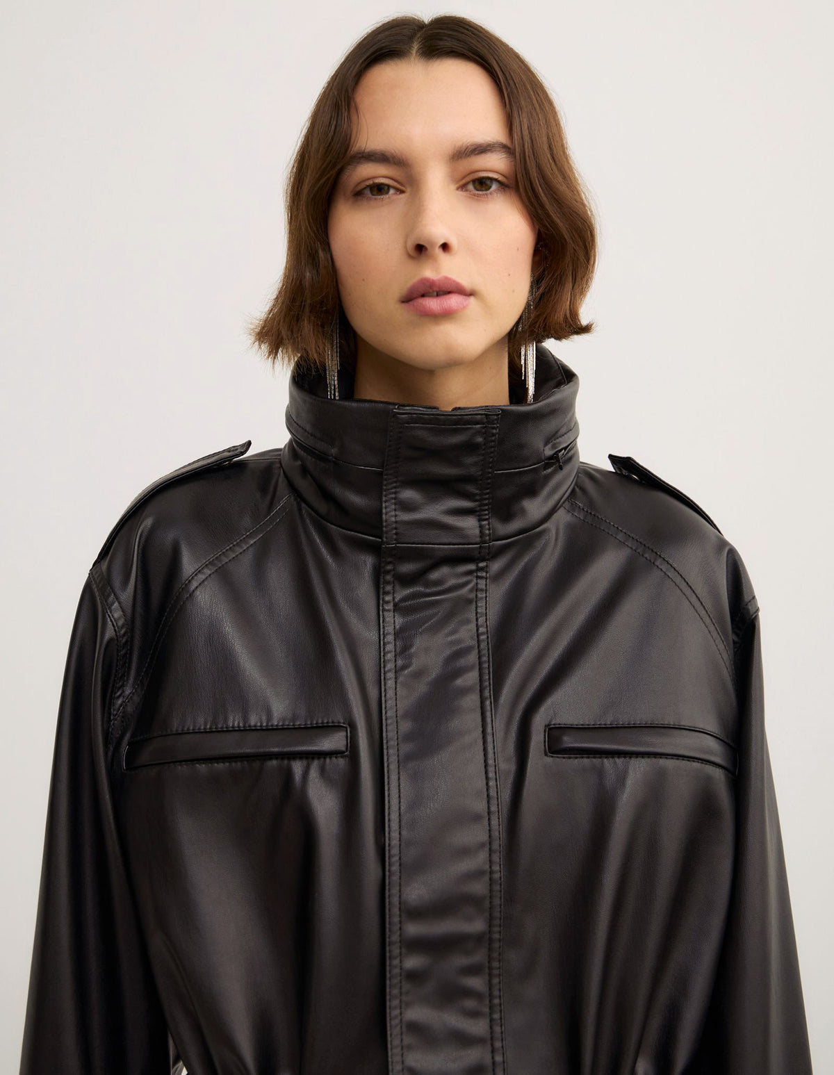 Drawcord Funnel Neck Jacket