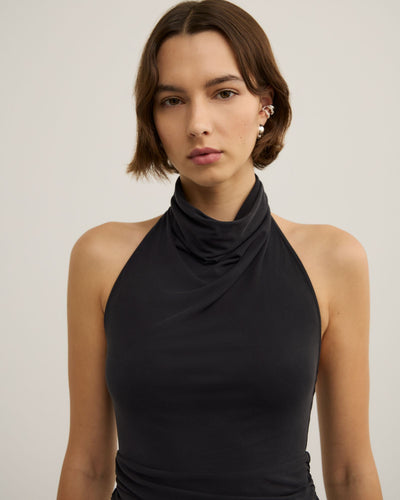High Neck Cowl Top