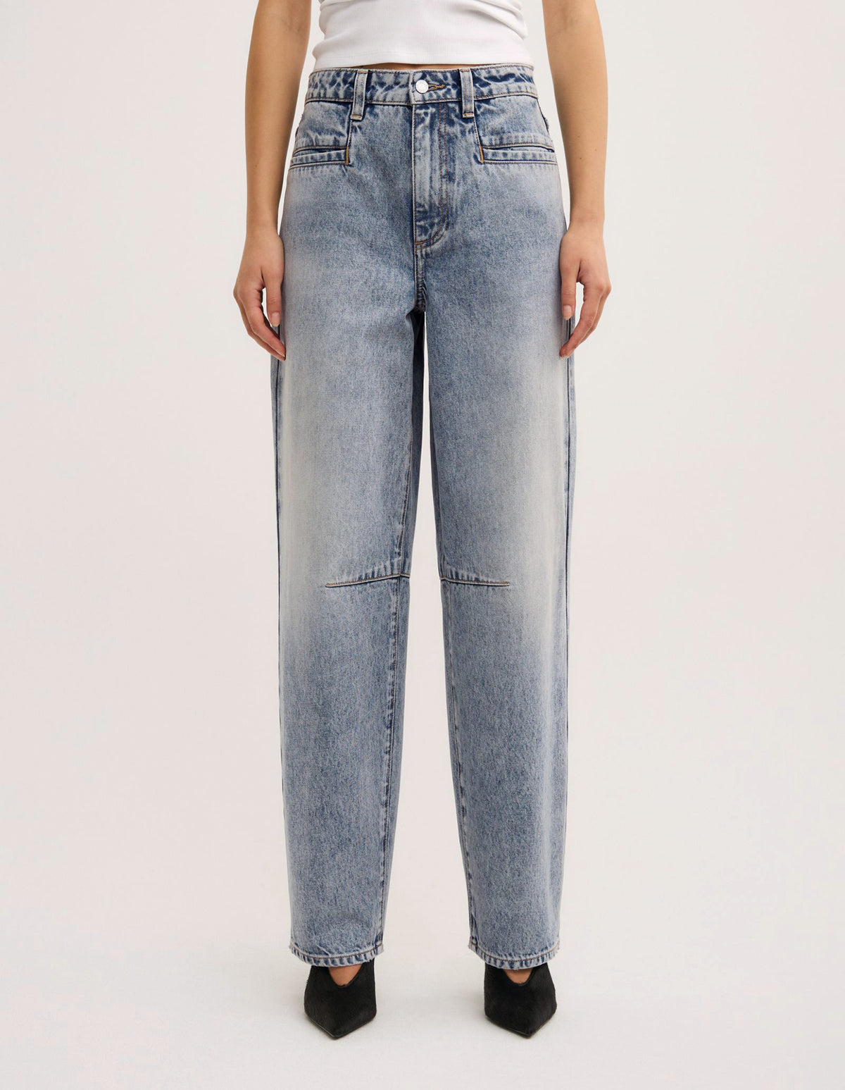 Pocket Detail Barrel Jeans