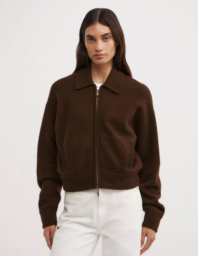 Wool Knit Bomber Jacket