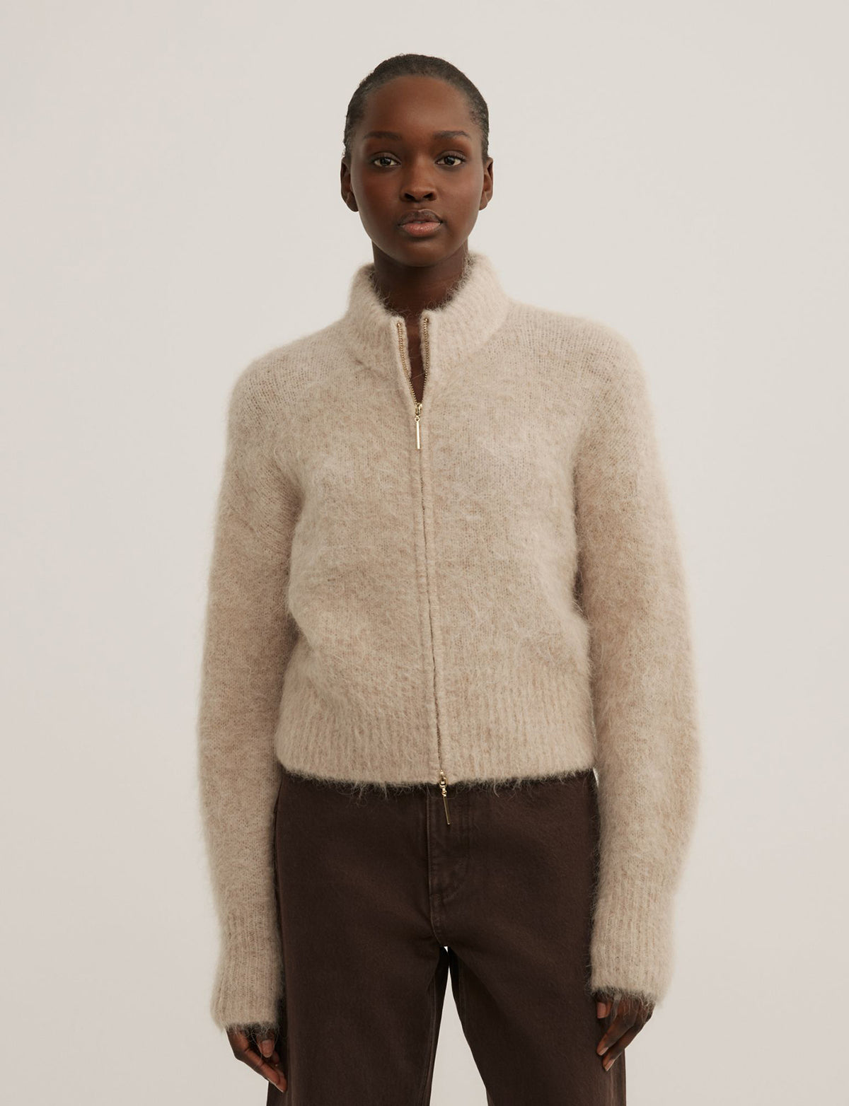 Fluffy Funnel Bomber Jacket