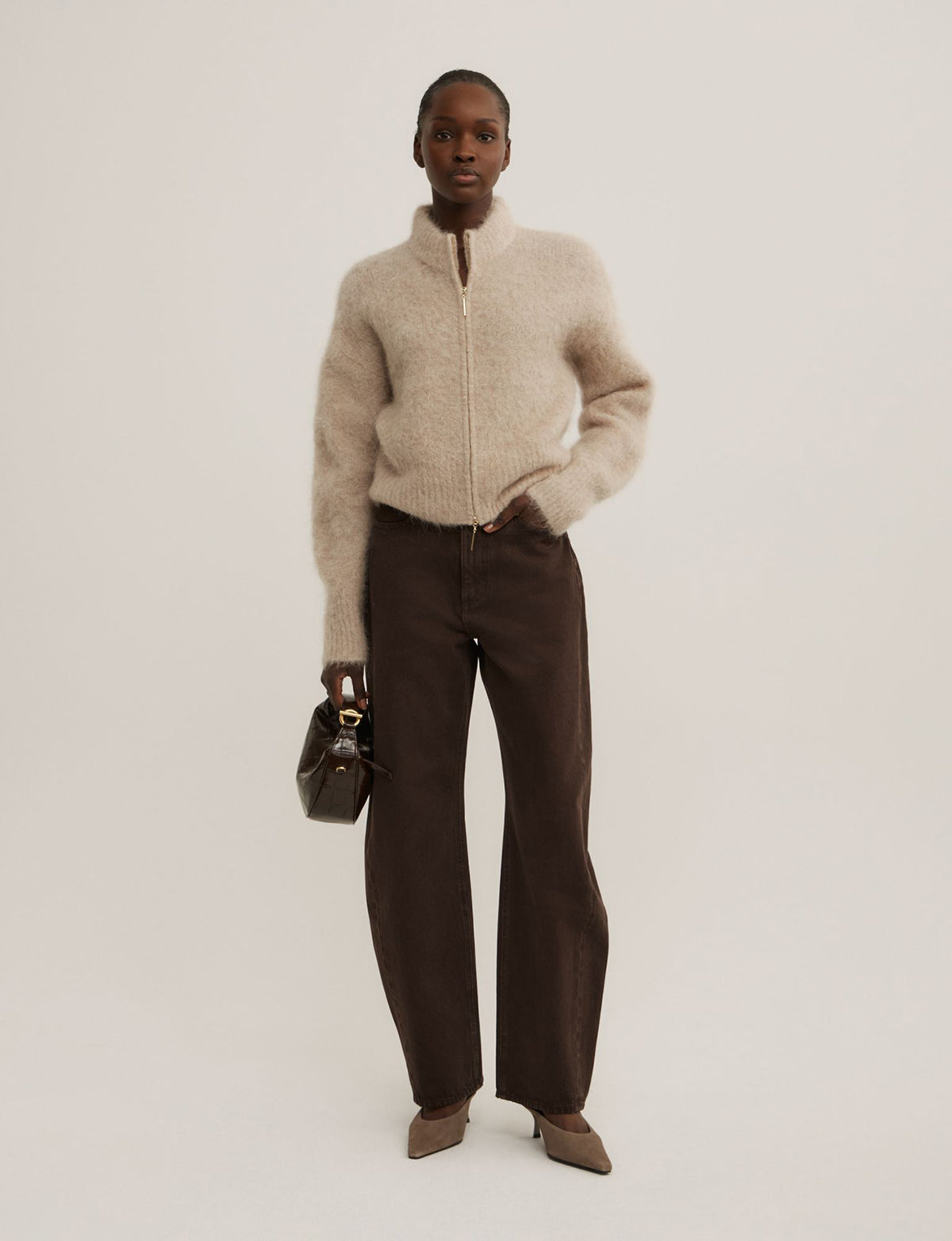 Fluffy Funnel Bomber Jacket
