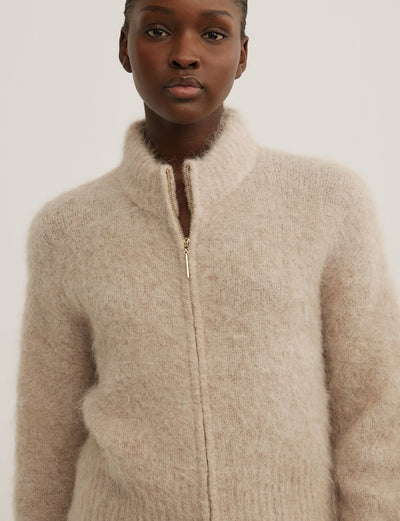 Fluffy Funnel Bomber Jacket