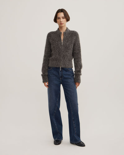 Fluffy Funnel Bomber Jacket