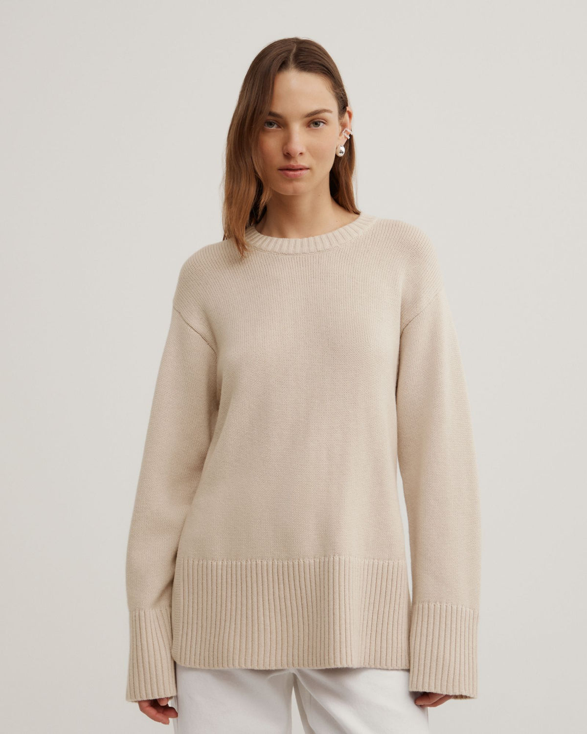 Longline Crew Neck Knit