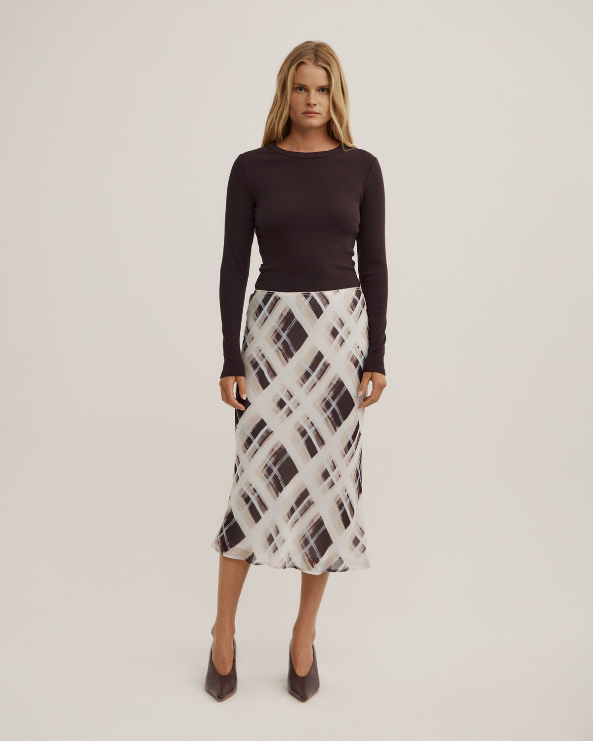 Check Midi Skirt