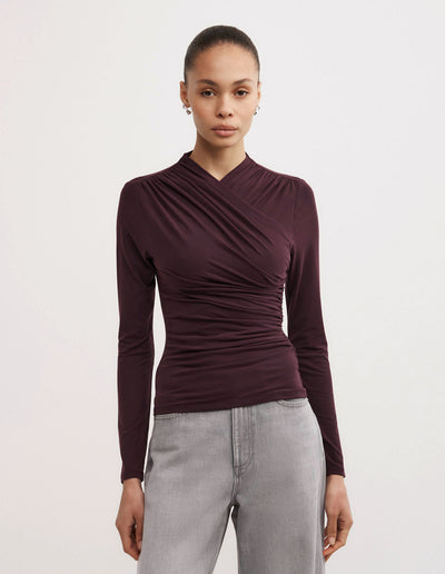 Wrap Long Sleeve Jersey Top