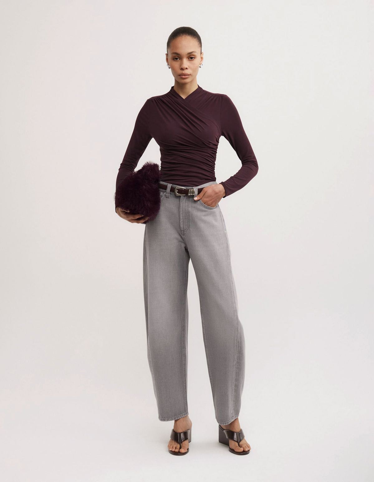 Wrap Long Sleeve Jersey Top