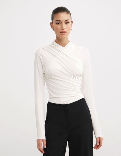 Wrap Long Sleeve Jersey Top