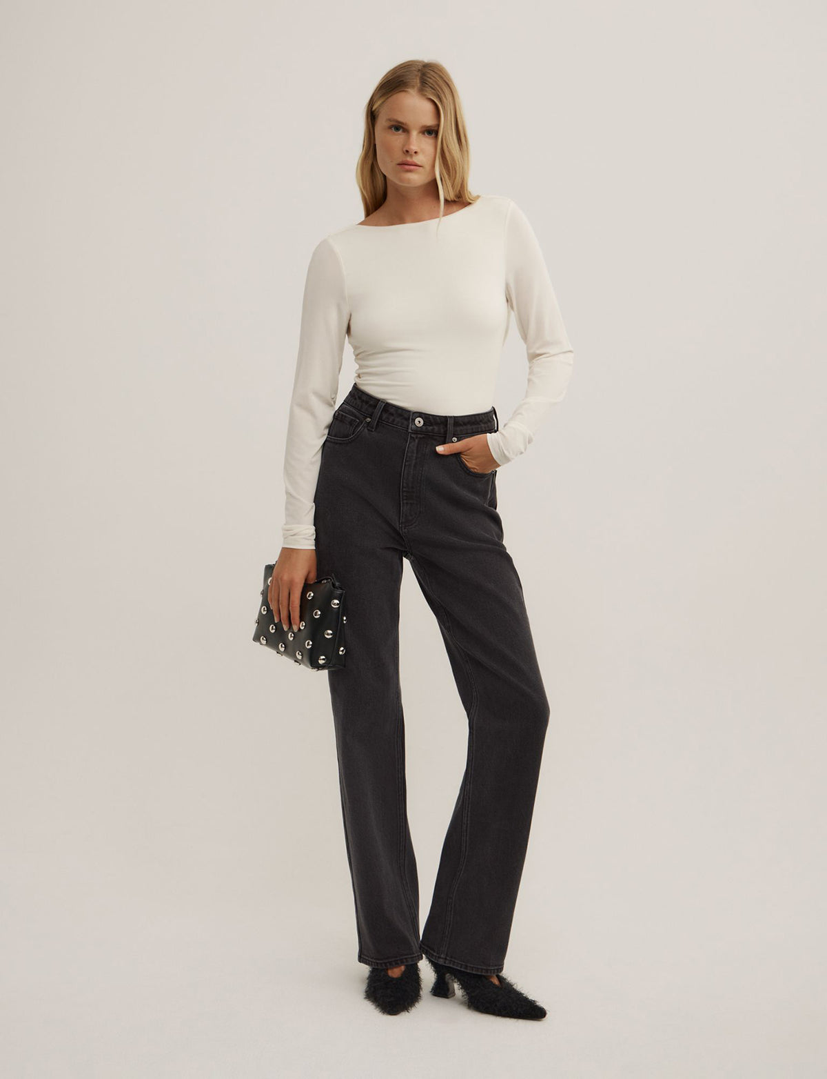Draped Back Long Sleeve Top