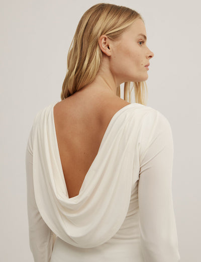 Draped Back Long Sleeve Top