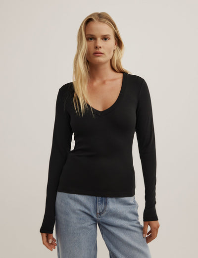 V-Neck Long Sleeve Top