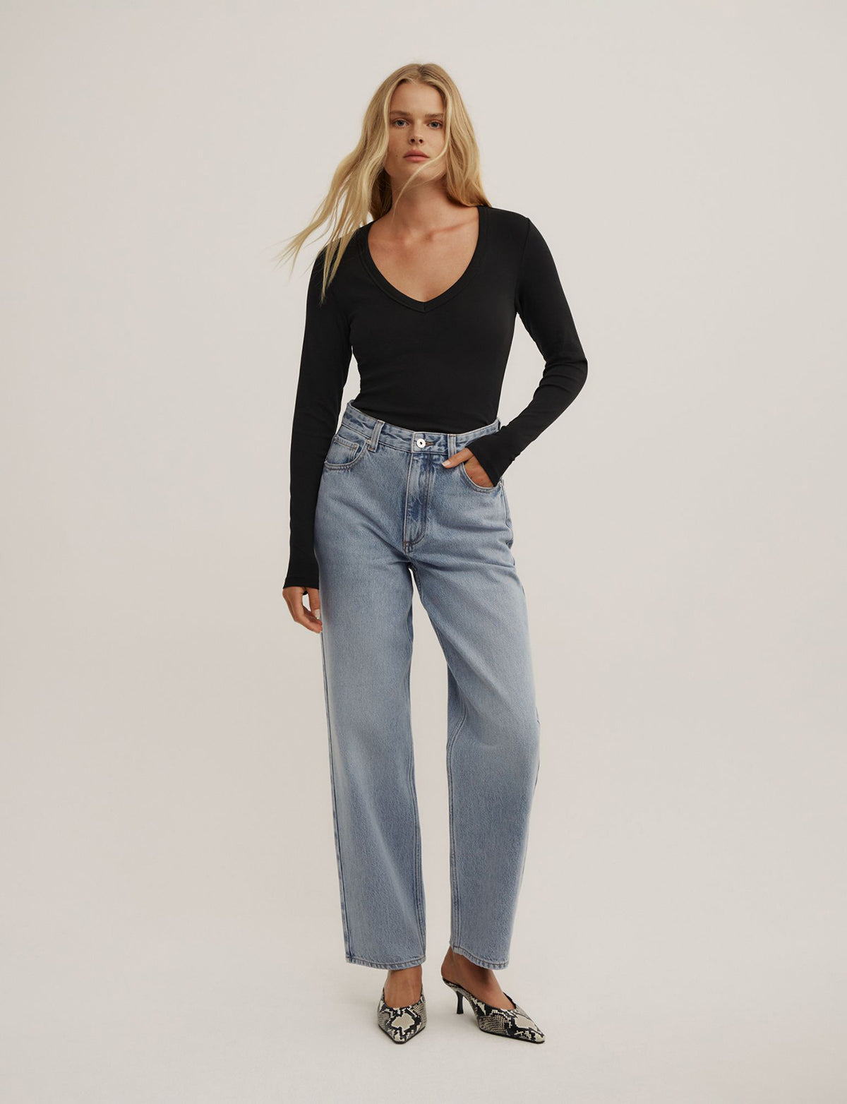 V-Neck Long Sleeve Top