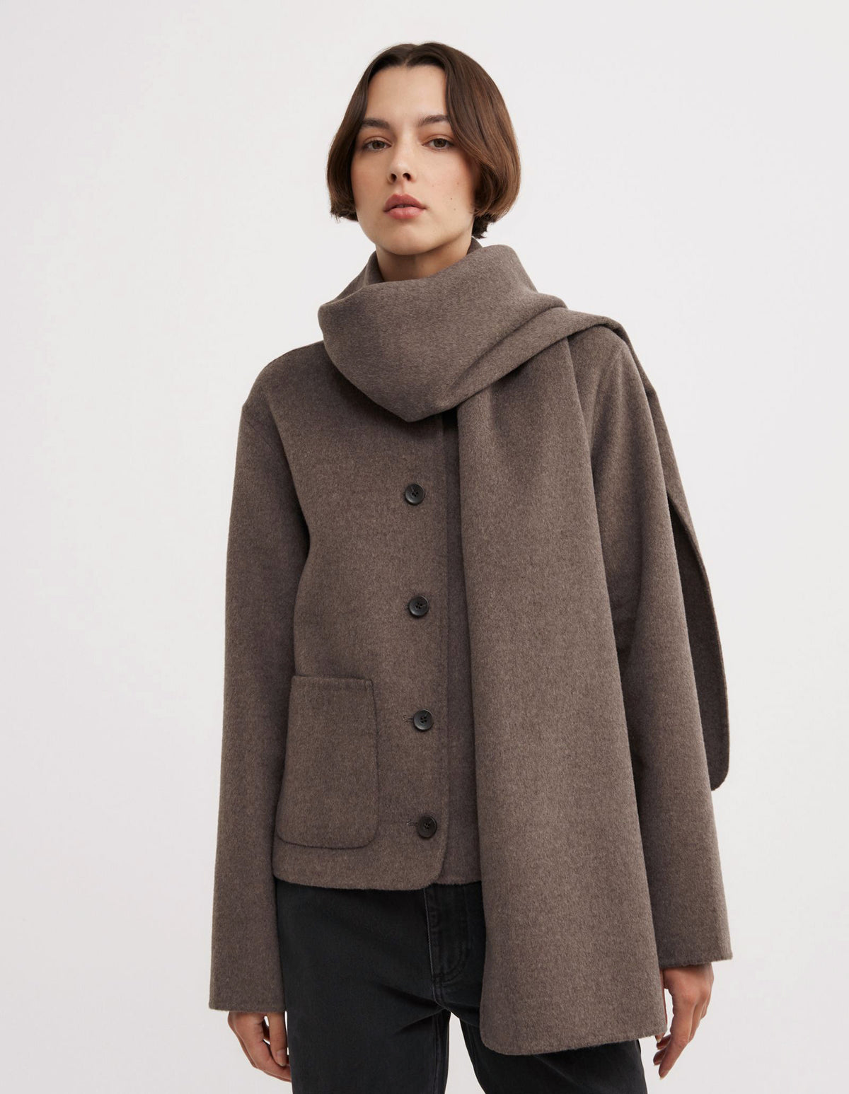 Crop Scarf Coat