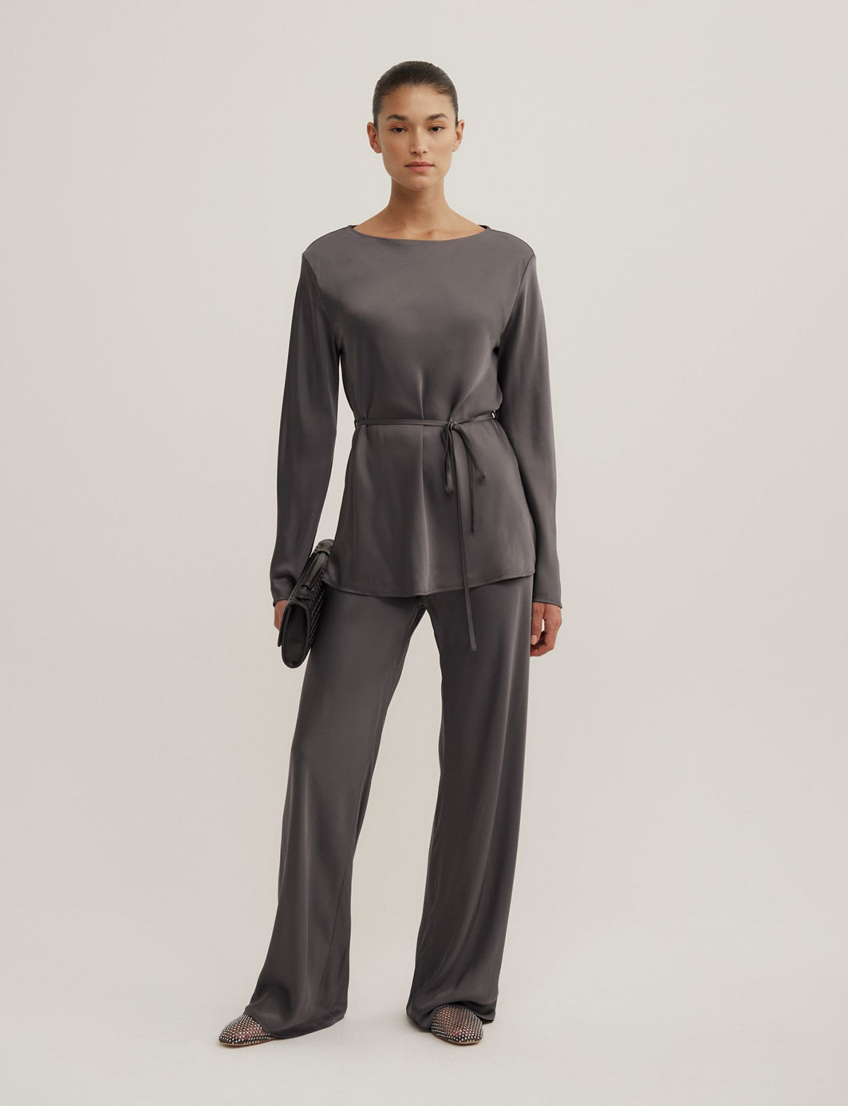 Satin Boat Neck Top