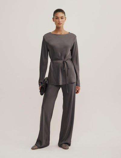 Satin Boat Neck Top