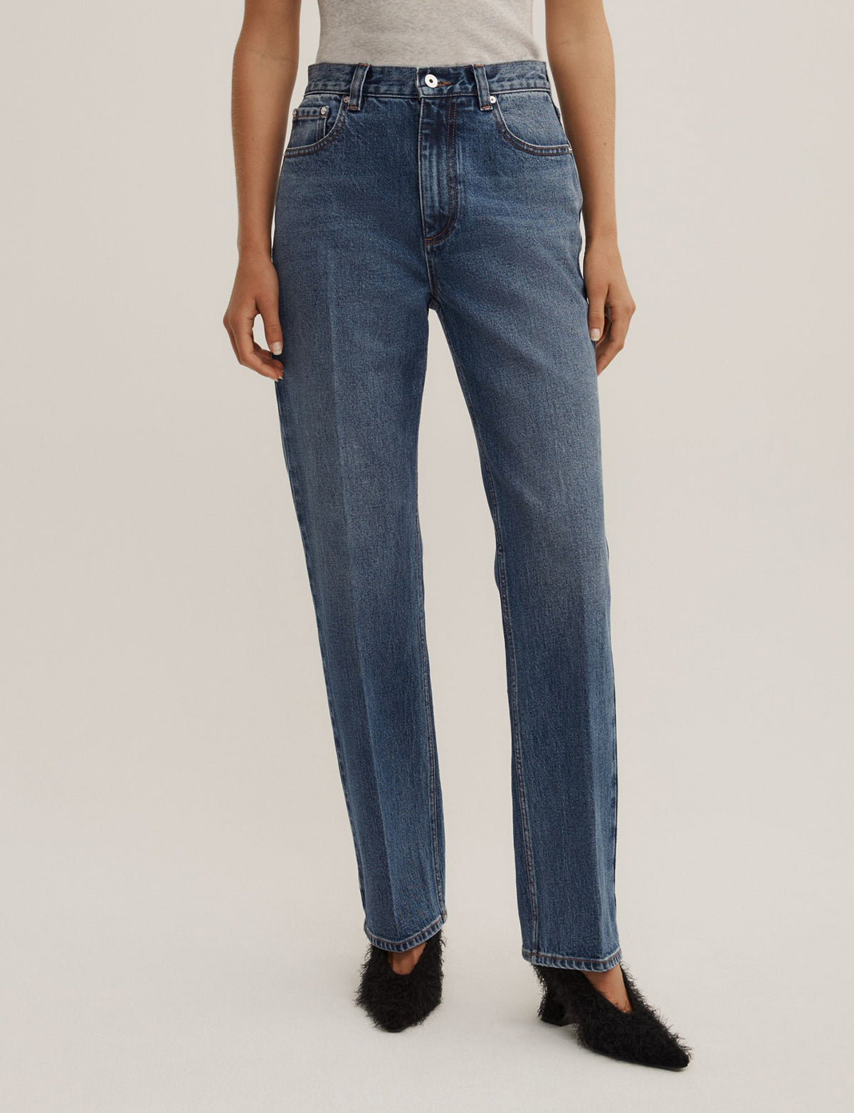 Crease Front Straight Jeans