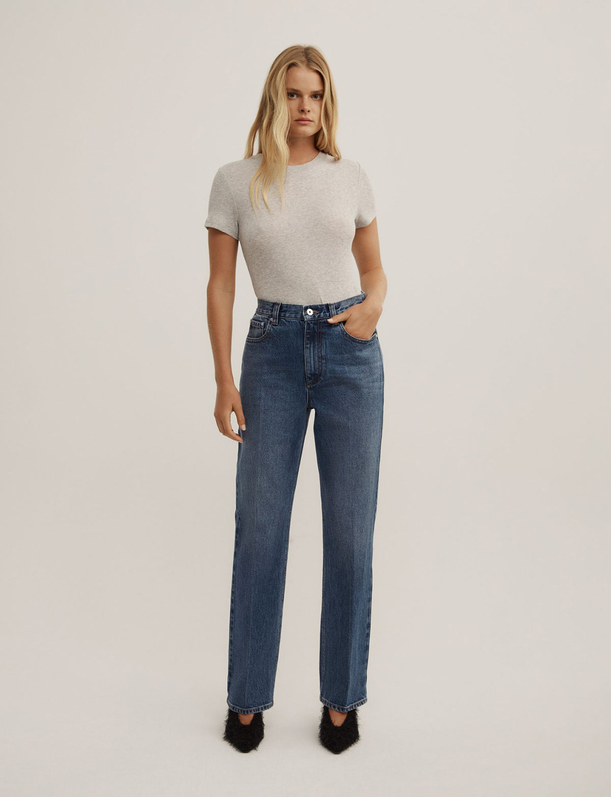 Crease Front Straight Jeans