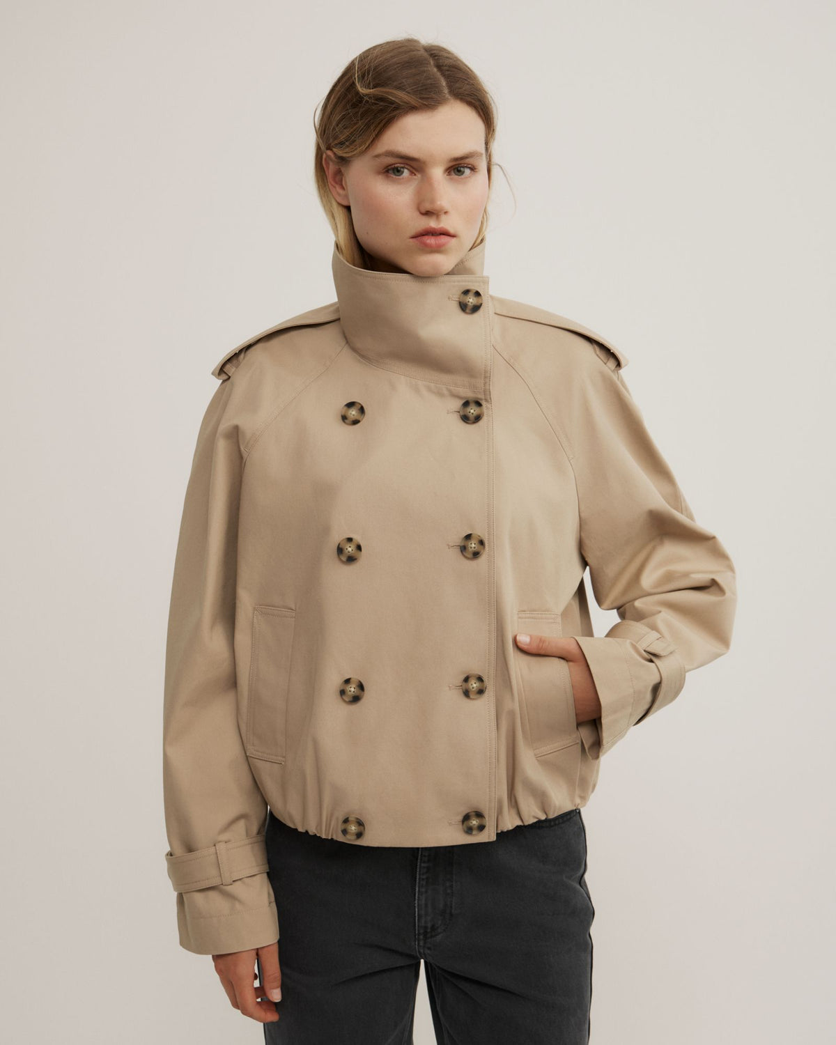 Funnel Neck Trench Coat