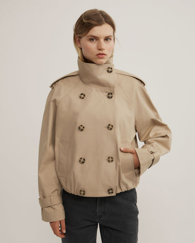Funnel Neck Trench Coat