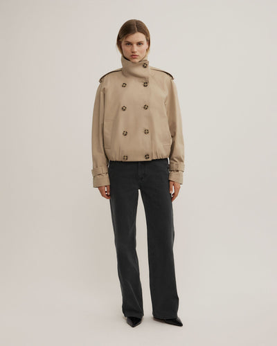 Funnel Neck Trench Coat