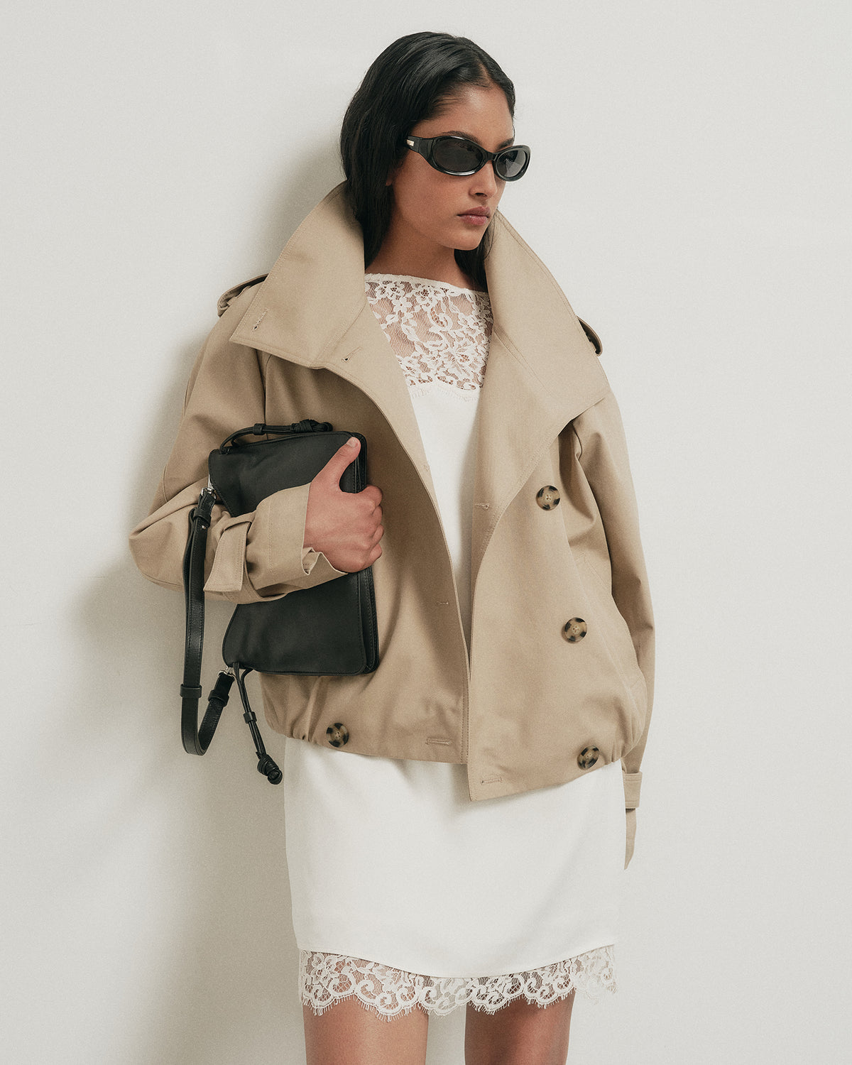 Funnel Neck Trench Coat