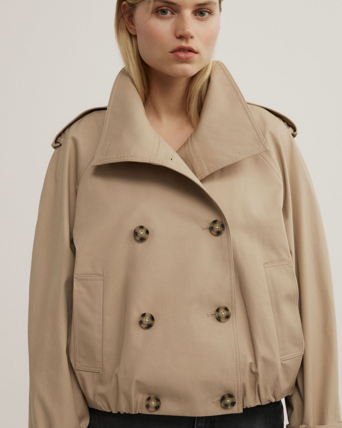 Funnel Neck Trench Coat