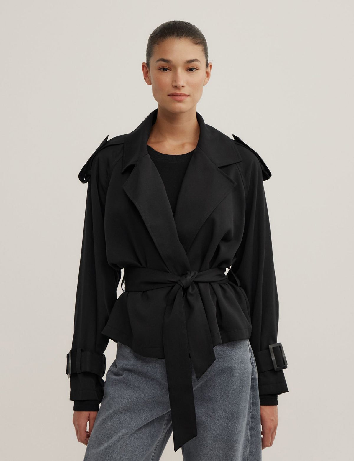 Fluid Cropped Trench Coat