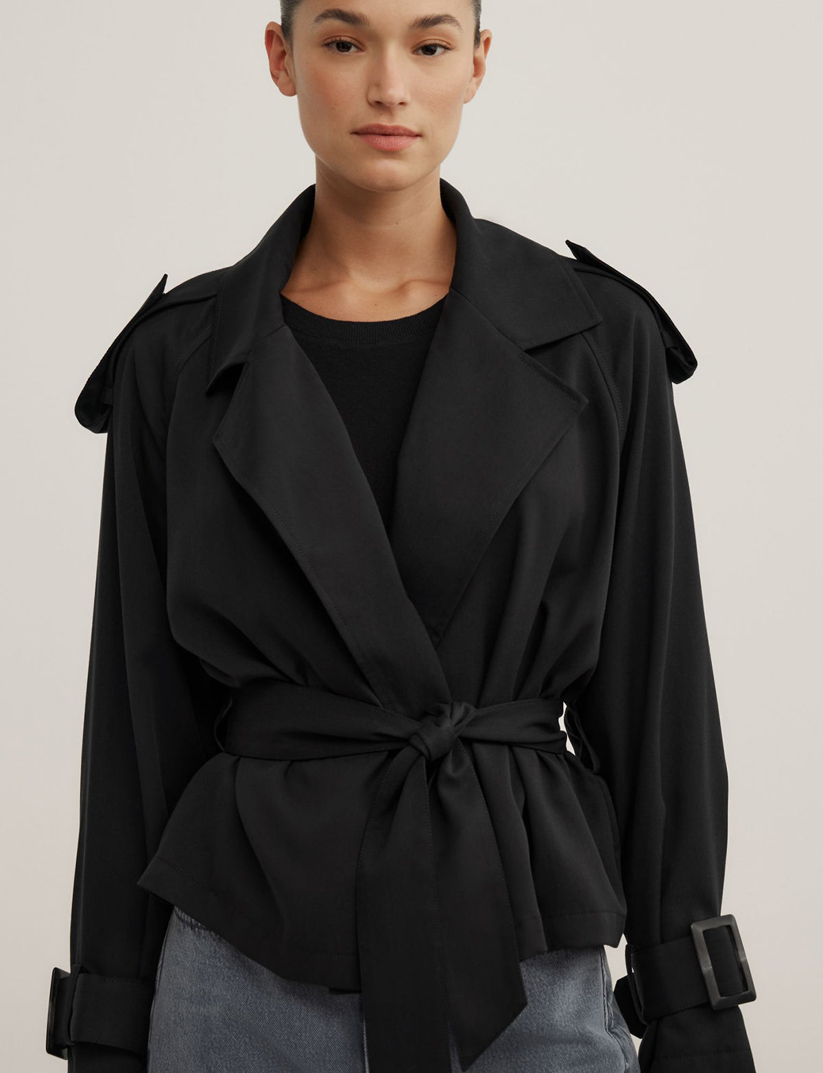 Fluid Cropped Trench Coat