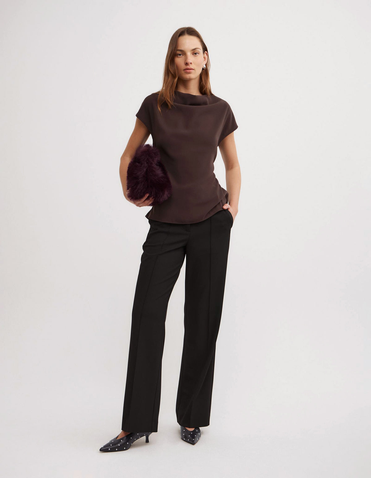 Cowl Tie Belt Top
