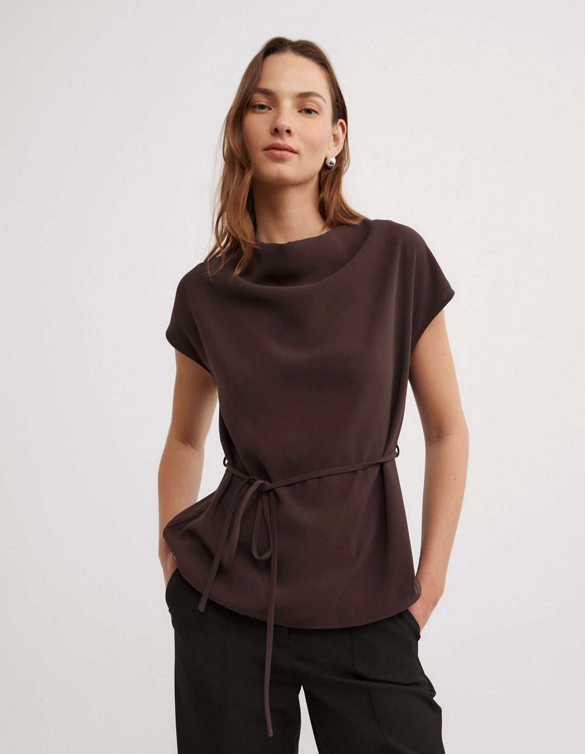 Cowl Tie Belt Top