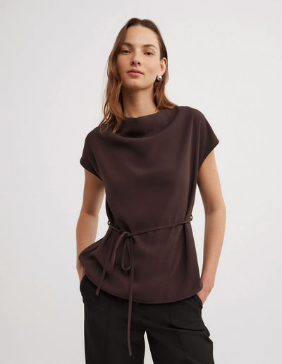 Cowl Tie Belt Top