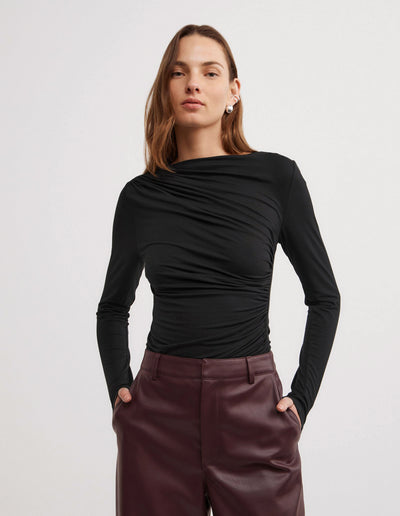 Draped Jersey Long Sleeve Top