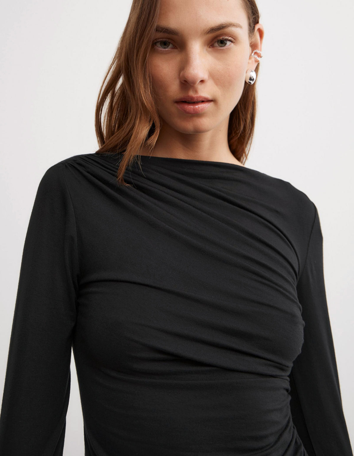 Draped Jersey Long Sleeve Top
