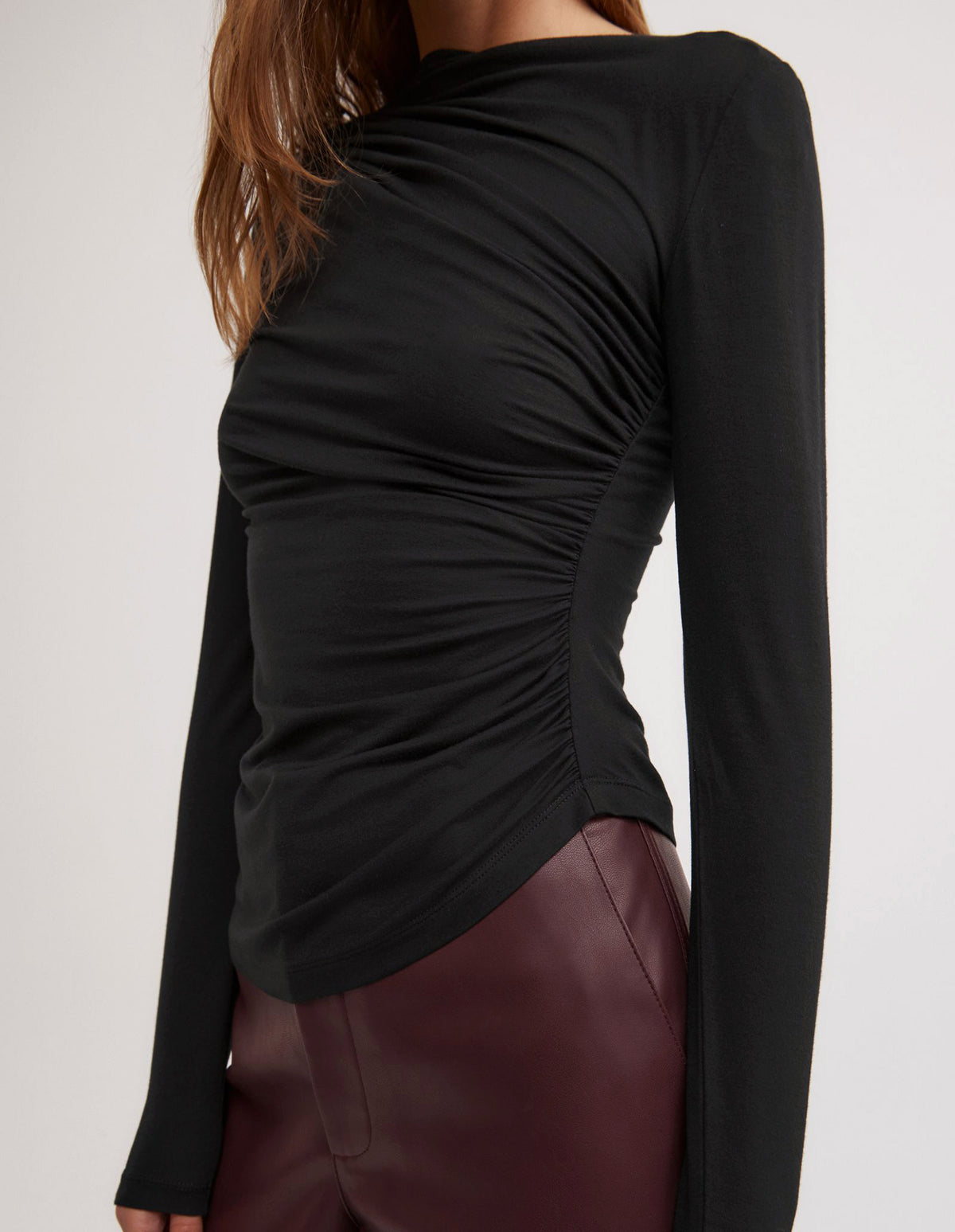Draped Jersey Long Sleeve Top
