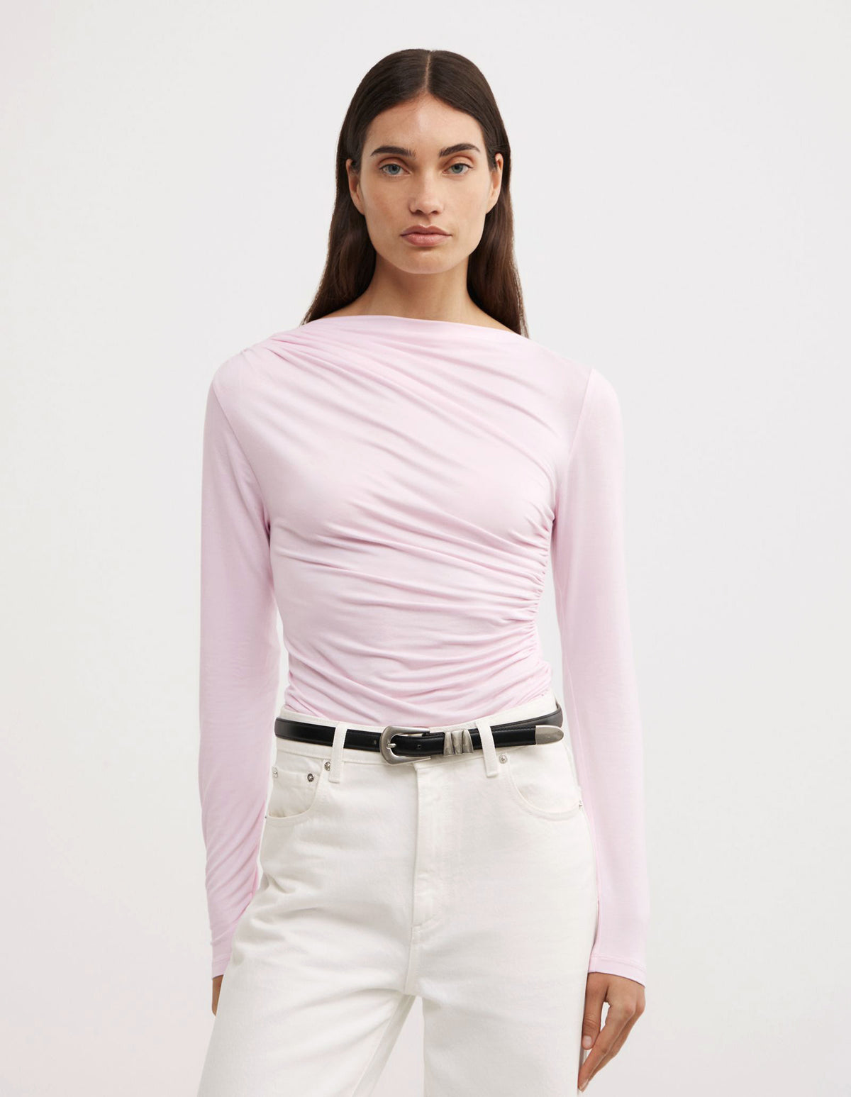 Draped Jersey Long Sleeve Top