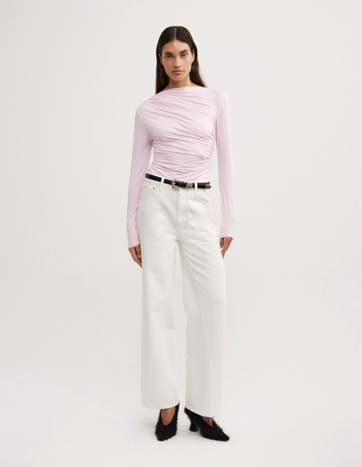 Draped Jersey Long Sleeve Top