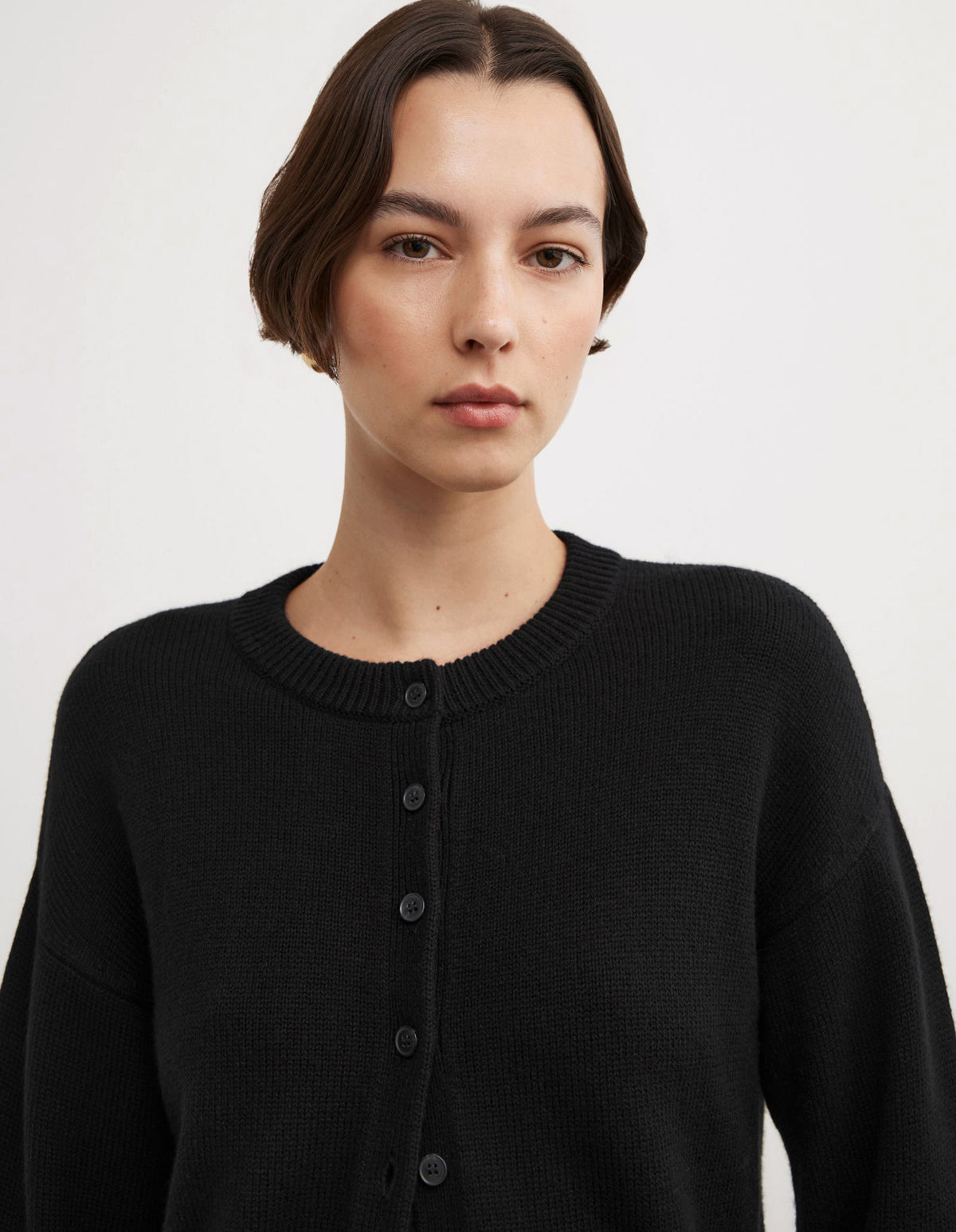 Crew Neck Button Cardigan