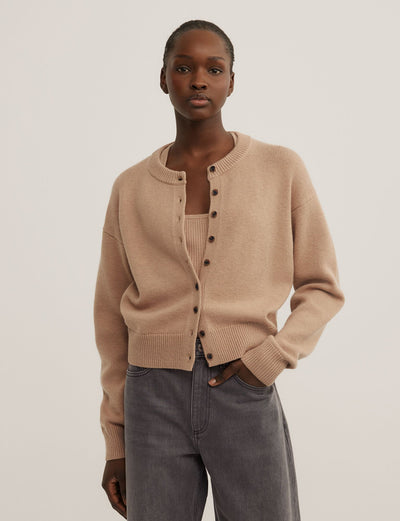 Crew Neck Button Cardigan