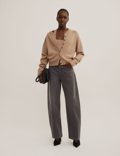 Crew Neck Button Cardigan