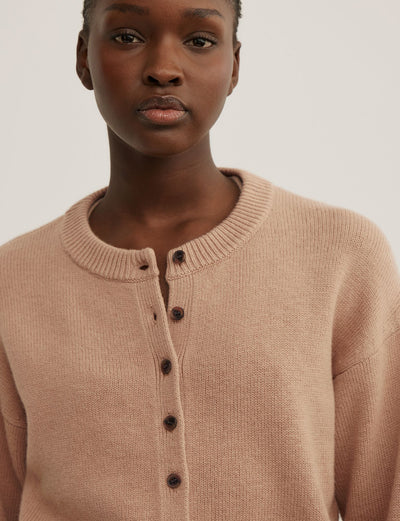 Crew Neck Button Cardigan