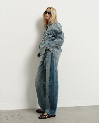 Contrast Barrel Jeans