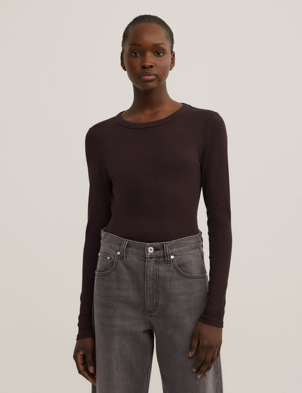 Crew Rib Long Sleeve Top