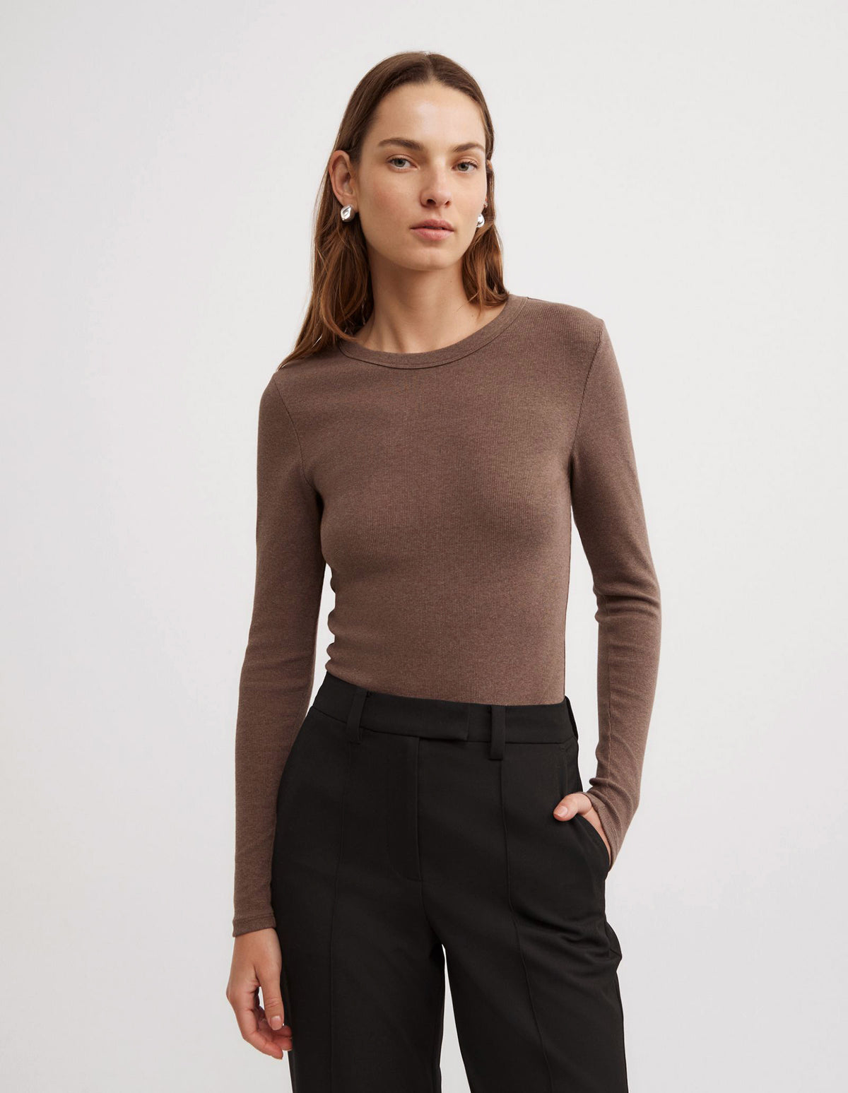 Crew Rib Long Sleeve Top
