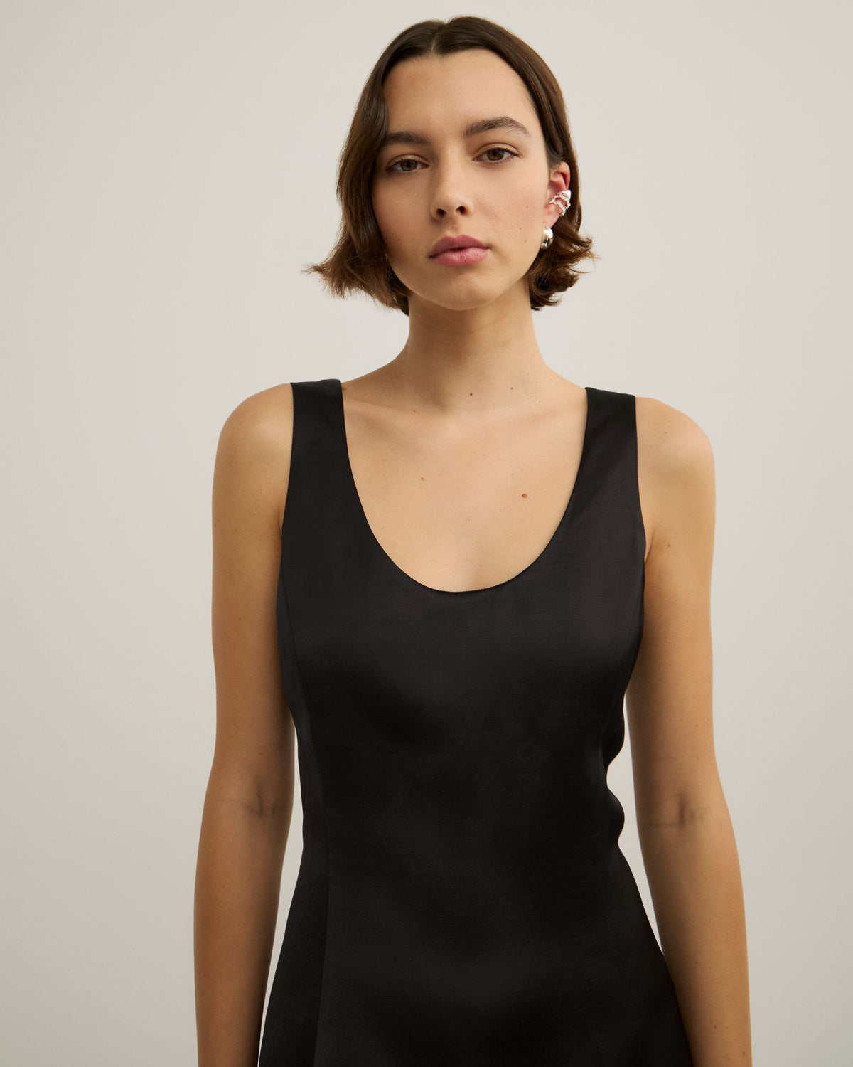 Scoop Neck Satin Mini Dress