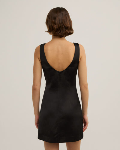 Scoop Neck Satin Mini Dress