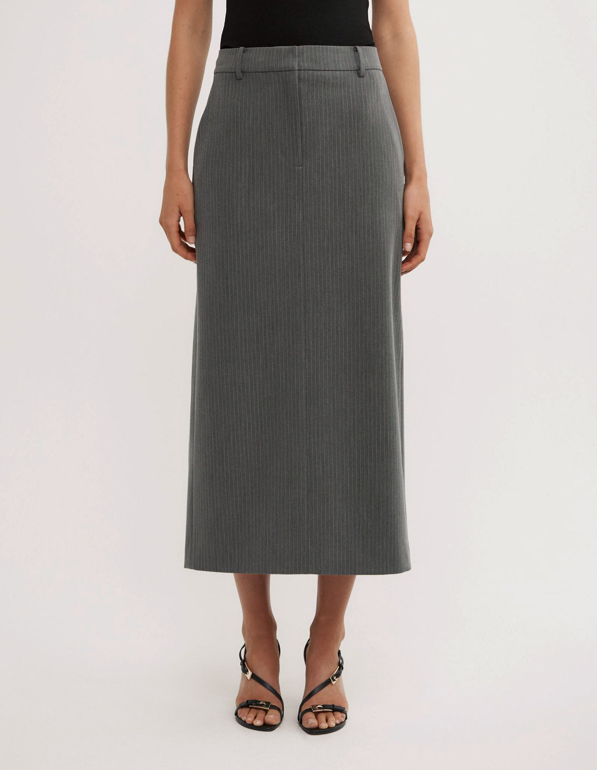Pinstripe Midi Skirt